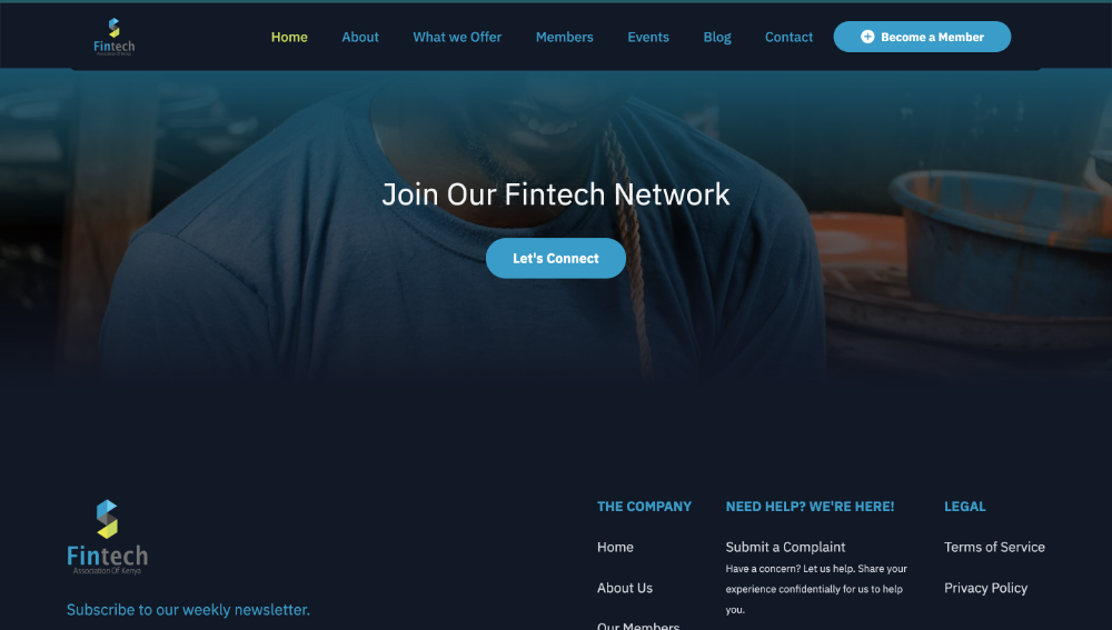 A website for an Association of Fintech Startups